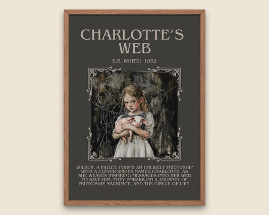 Charlotte's Web by E.B. White Descriptive,High Quality Poster.Fast, Free Delivery Wall Art. Author and Blurb Book Artwork. Description Gift