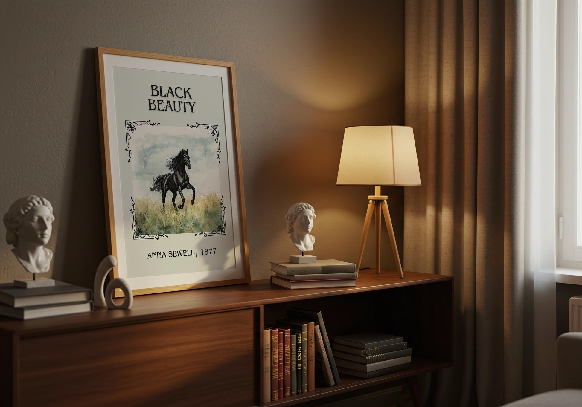 Black Beauty by Anna Sewell High Quality Poster Print. Fast, Free Delivery Wall Art. Author and Blurb Book / Novel Artwork. Free Custom Gift