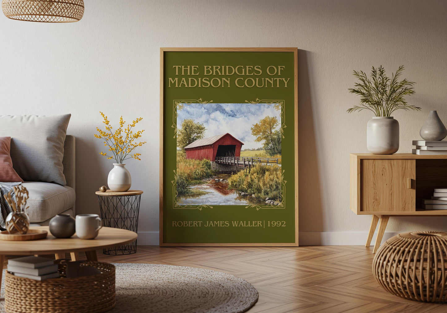 The Bridges of Madison County by Robert James Waller High Quality Poster Print. Free Delivery Wall Art. Author and Blurb Book/Novel Artwork