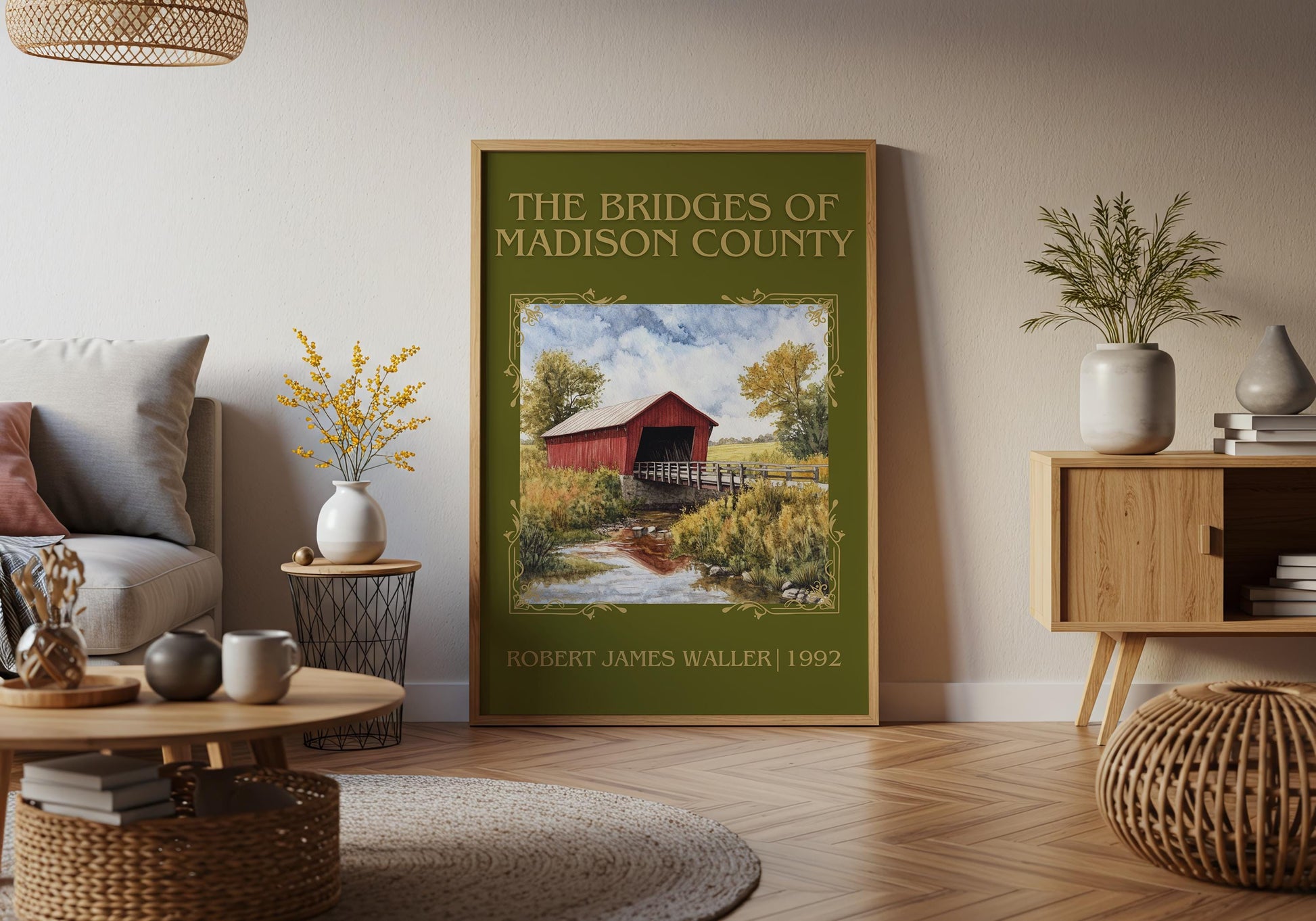 The Bridges of Madison County by Robert James Waller High Quality Poster Print. Free Delivery Wall Art. Author and Blurb Book/Novel Artwork