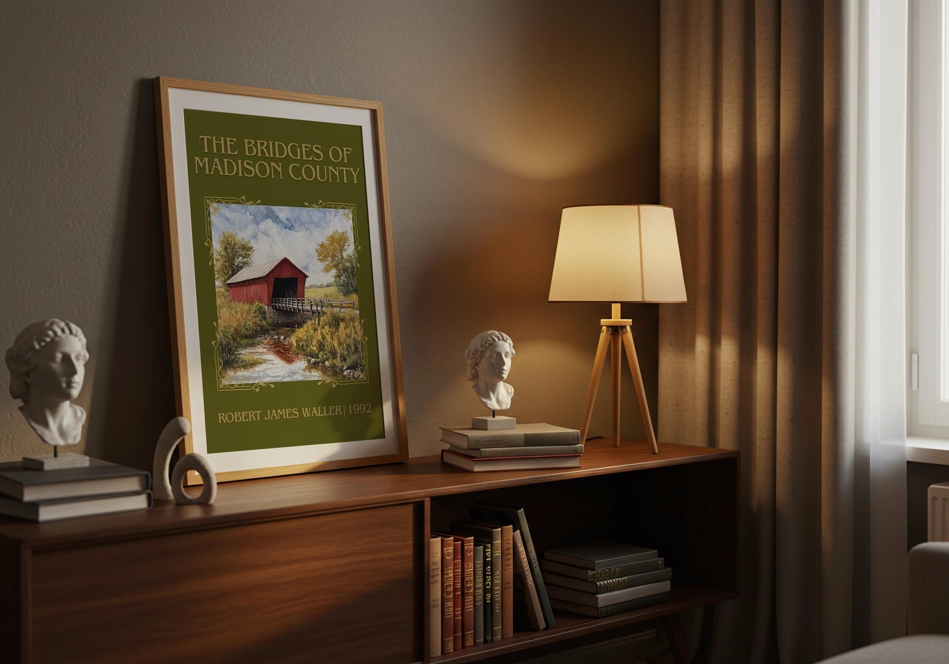 The Bridges of Madison County by Robert James Waller High Quality Poster Print. Free Delivery Wall Art. Author and Blurb Book/Novel Artwork