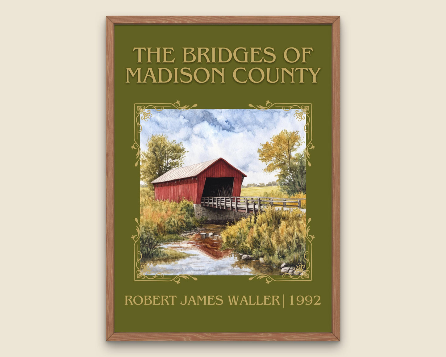 The Bridges of Madison County by Robert James Waller High Quality Poster Print. Free Delivery Wall Art. Author and Blurb Book/Novel Artwork
