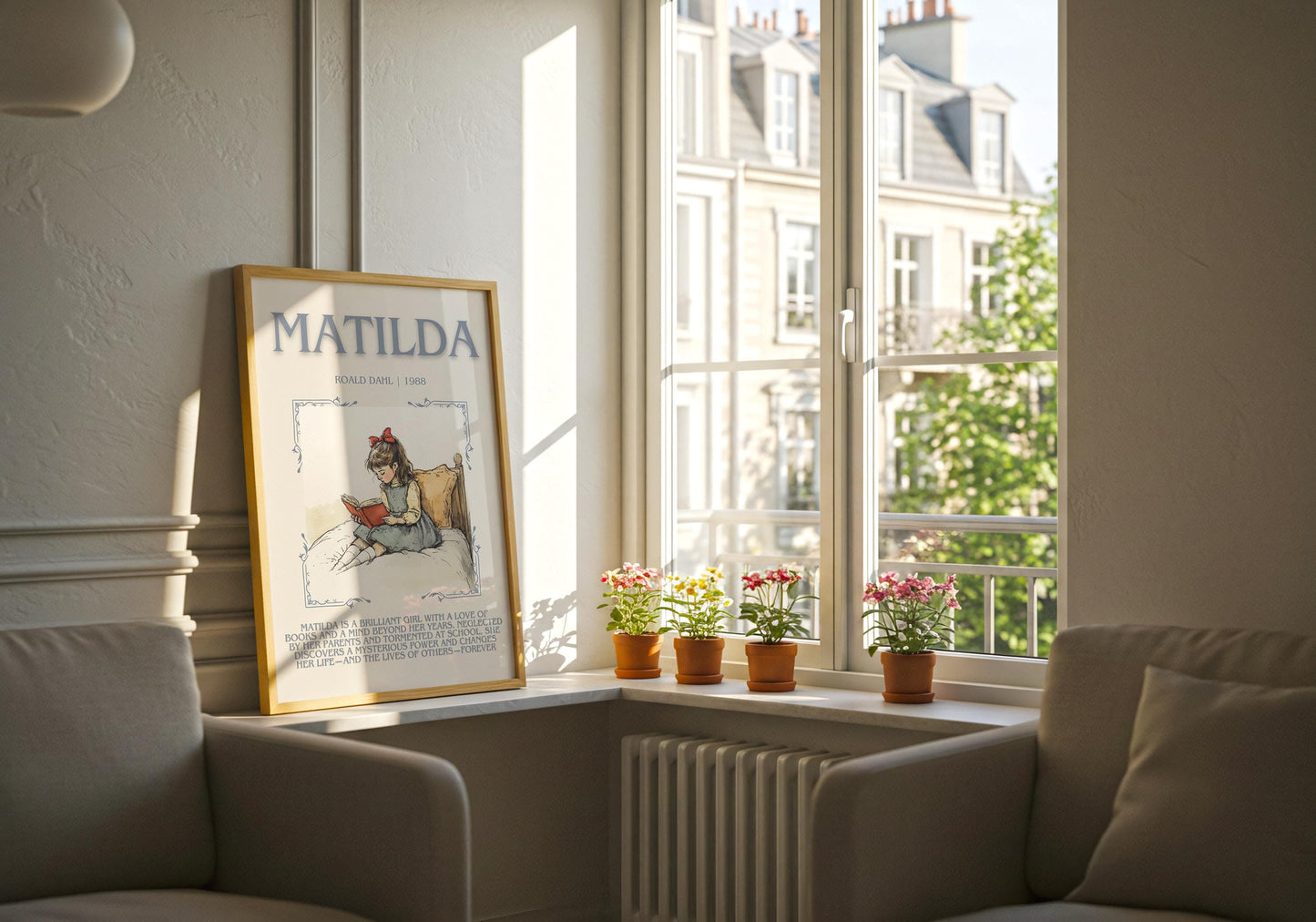 Matilda by Roald Dahl Descriptive, High Quality Poster. Fast, Free Delivery Wall Art. Author and Blurb Book Artwork. Book Lover Gift