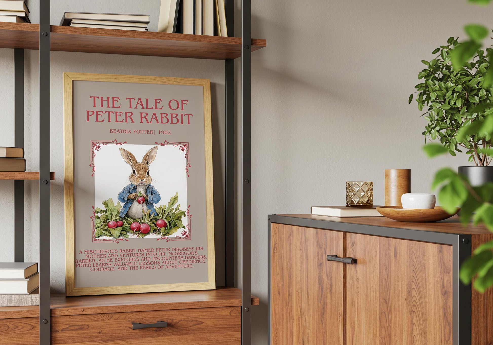 The Tale Of Peter Rabbit by Beatrix Potter Descriptive,High Quality Poster. Free Delivery Wall Art. Author and Blurb Book Artwork.Book Lover