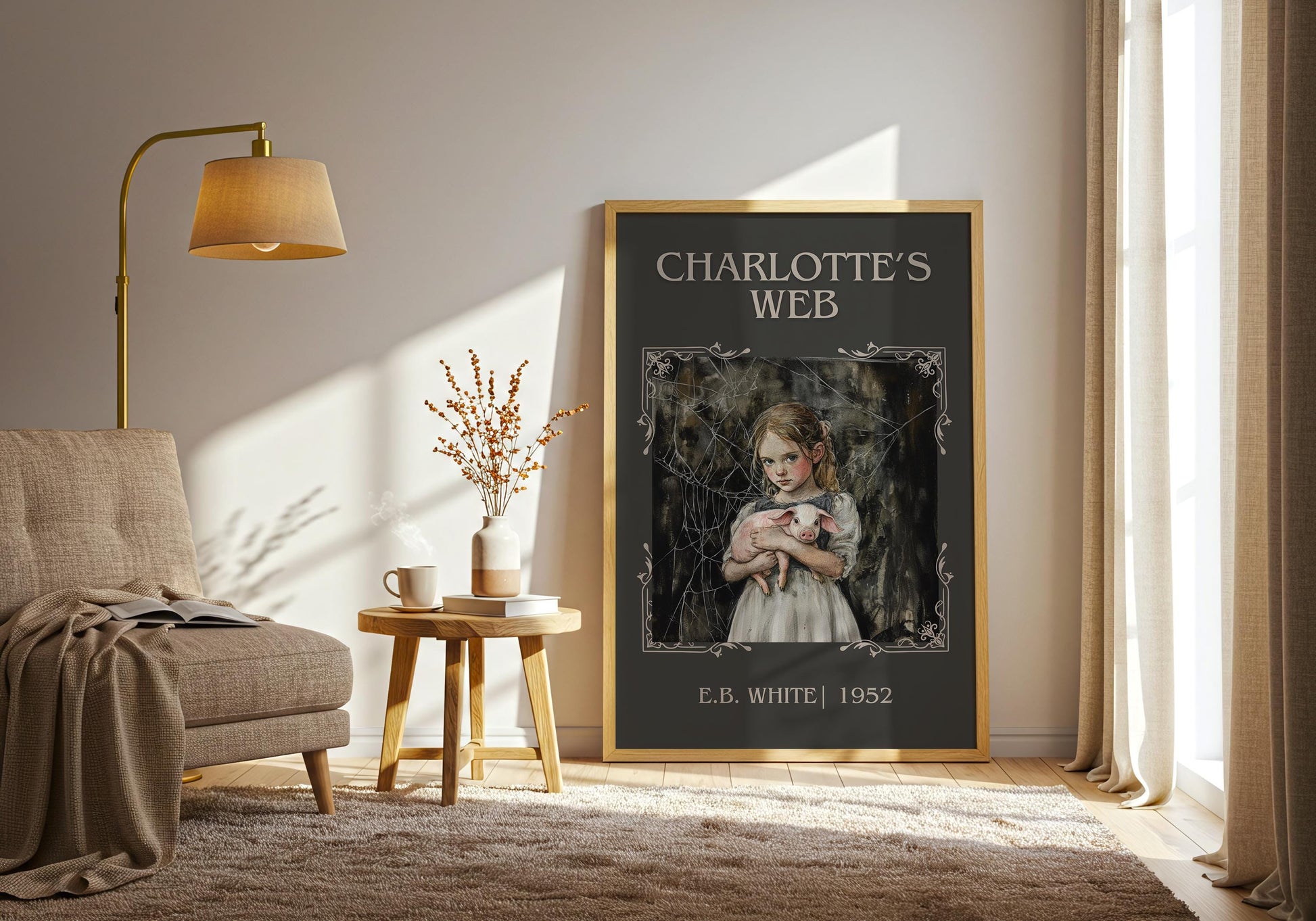 Charlotte's Web by E. B. White High Quality Poster Print. Free Delivery Wall Art. Author and Blurb Book / Novel Artwork Gift Present Story