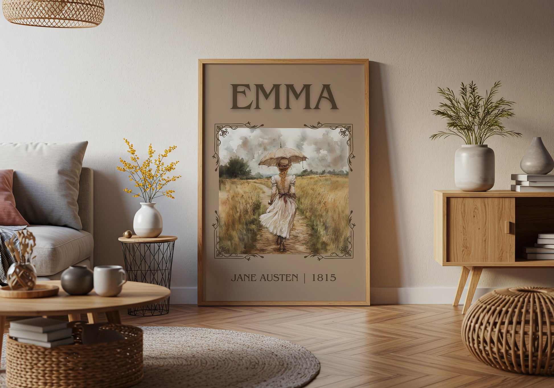 Emma by Jane Austen High Quality Poster Print. Free Delivery Wall Art. Author and Blurb Book / Novel Artwork Decor Gift Present Minimalist