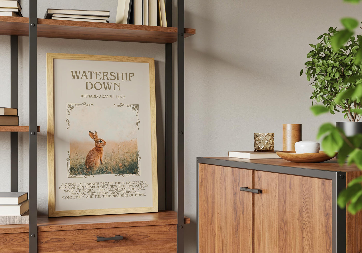 Watership Down by Richard Adams Descriptive,High Quality Poster. Free Delivery Wall Art. Author and Blurb Book Artwork. Book Lover Gift
