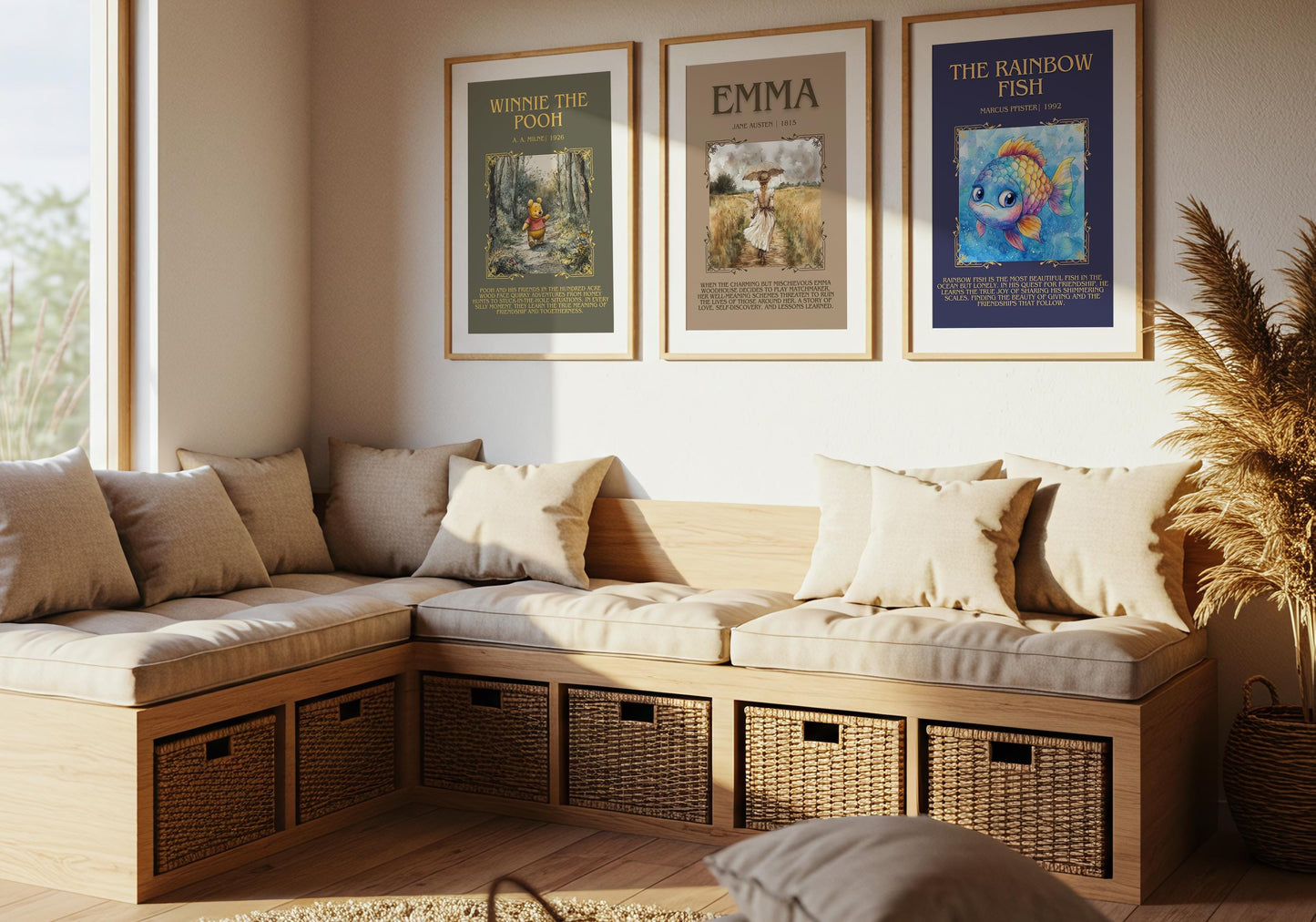 Winnie The Pooh by A.A. Milne Descriptive,High Quality Poster. Free Delivery Wall Art. Author and Blurb Book Artwork. Book Lover Gift