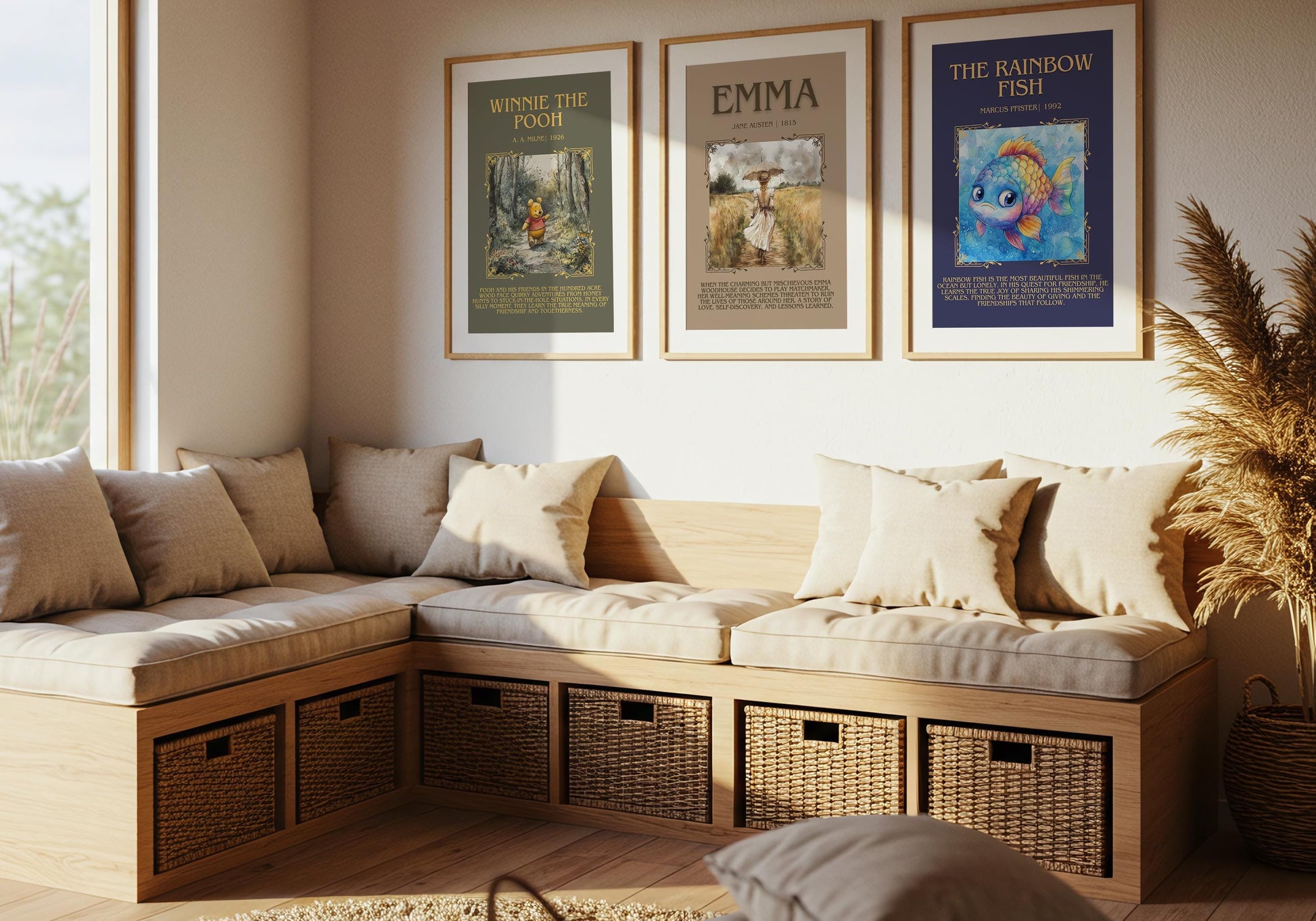 Winnie The Pooh by A.A. Milne Descriptive,High Quality Poster. Free Delivery Wall Art. Author and Blurb Book Artwork. Book Lover Gift