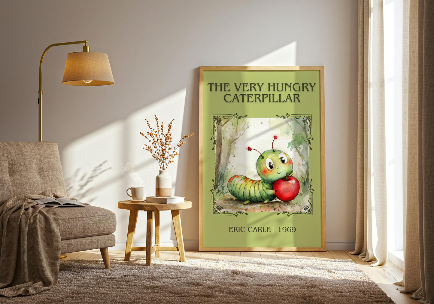 The Very Hungry Caterpillar by Eric Carle High Quality Poster Print. Free Delivery Wall Art. Author and Blurb Book / Novel Minimalist Art