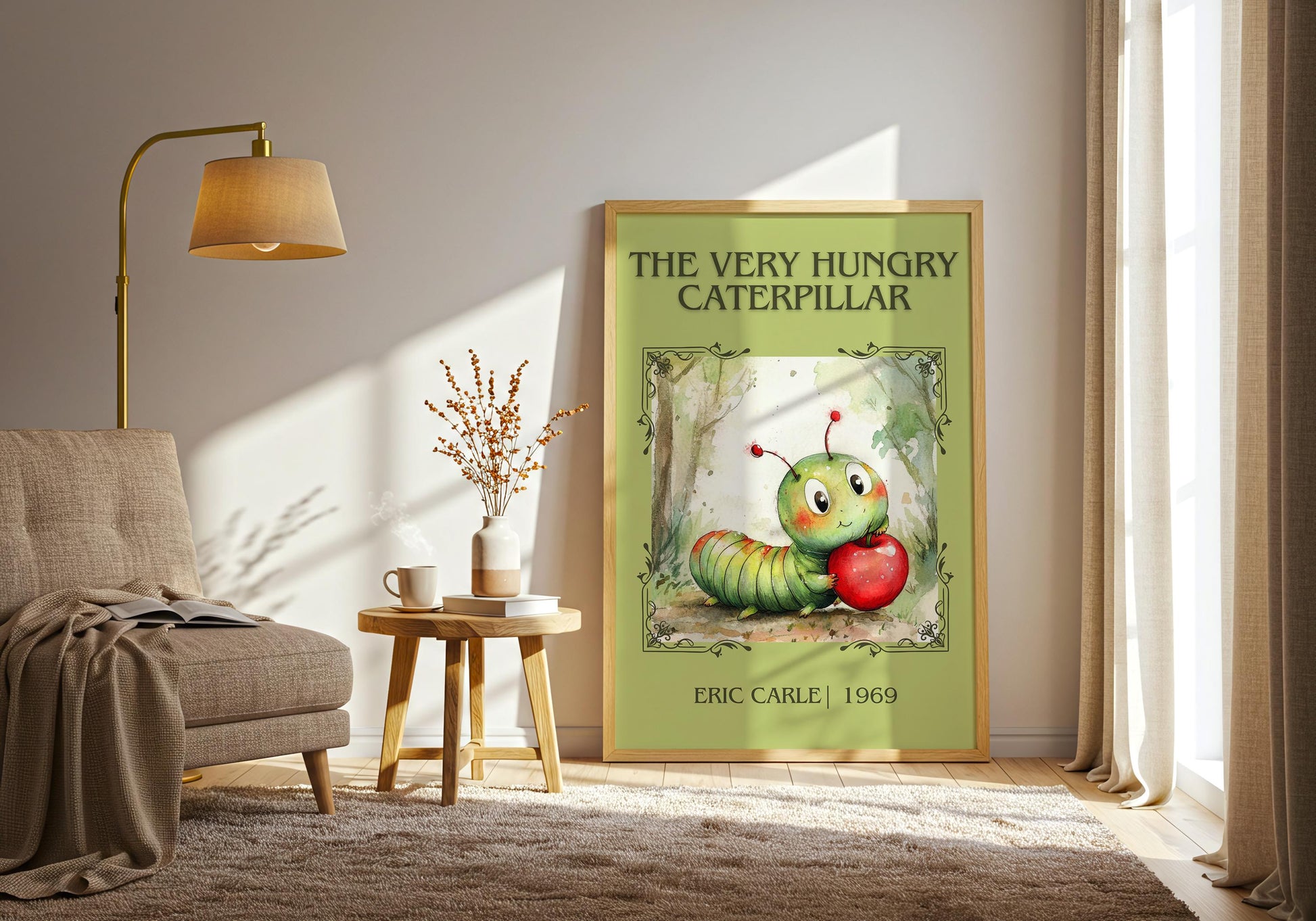 The Very Hungry Caterpillar by Eric Carle High Quality Poster Print. Free Delivery Wall Art. Author and Blurb Book / Novel Minimalist Art