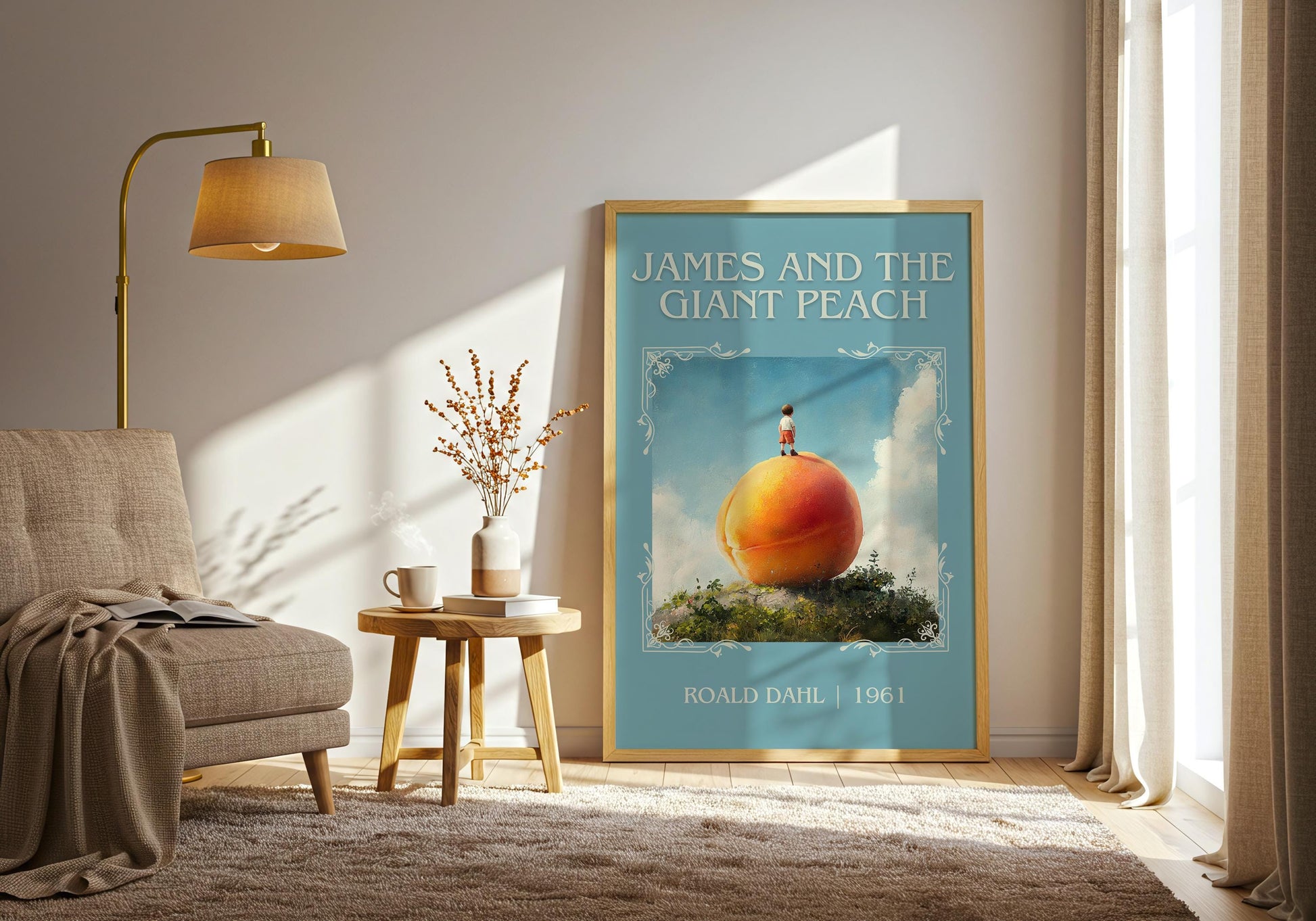James And The Giant Peach by Roald Dahl High Quality Poster Print. Free Delivery Wall Art. Author and Blurb Book / Novel Minimalist Art
