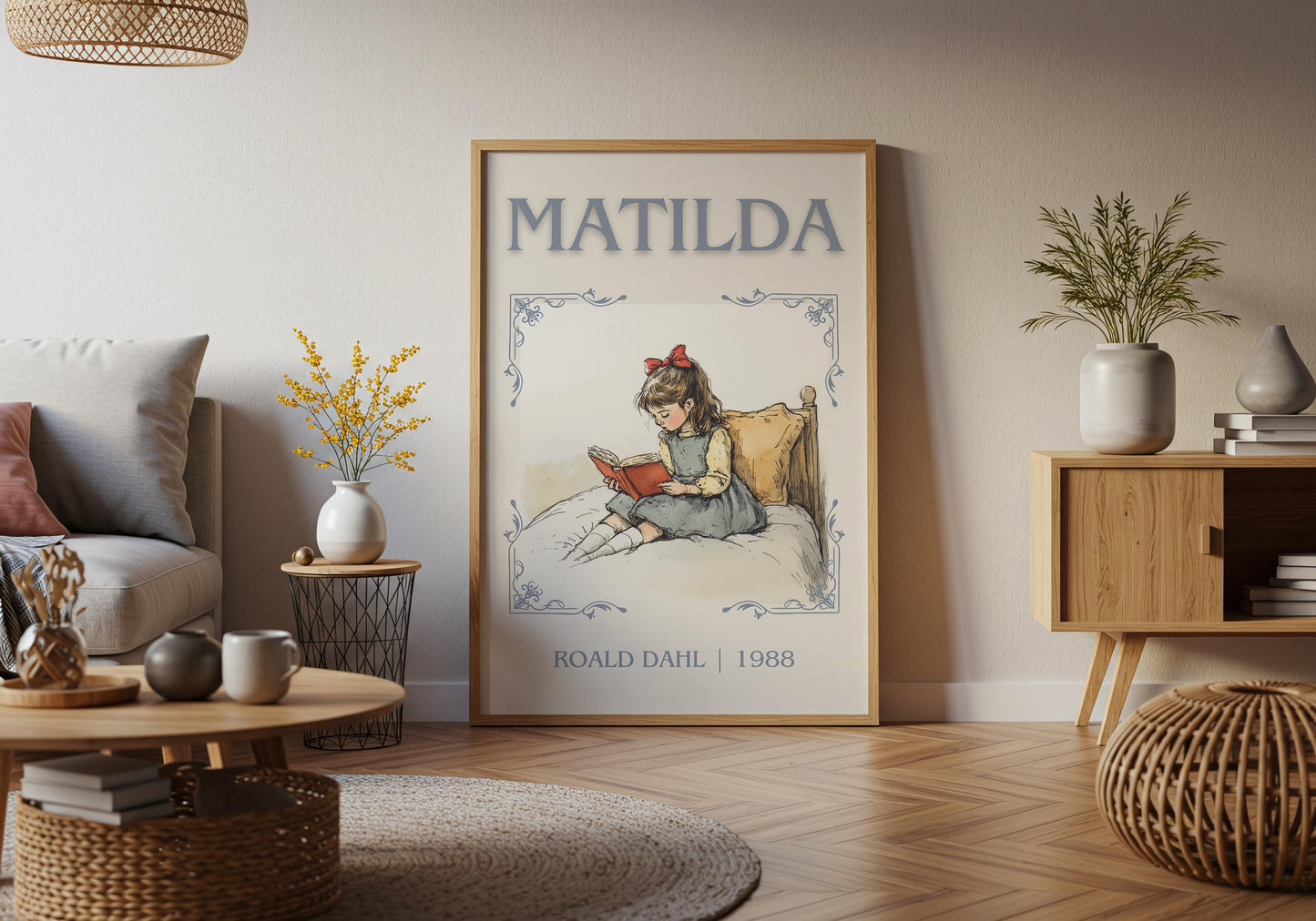 Matilda by Roald Dahl High Quality Poster Print. Free Delivery Wall Art. Author and Blurb Book / Novel Minimalist Art. Kids Book Poster Gift