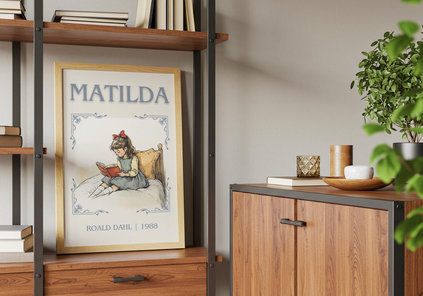 Matilda by Roald Dahl High Quality Poster Print. Free Delivery Wall Art. Author and Blurb Book / Novel Minimalist Art. Kids Book Poster Gift