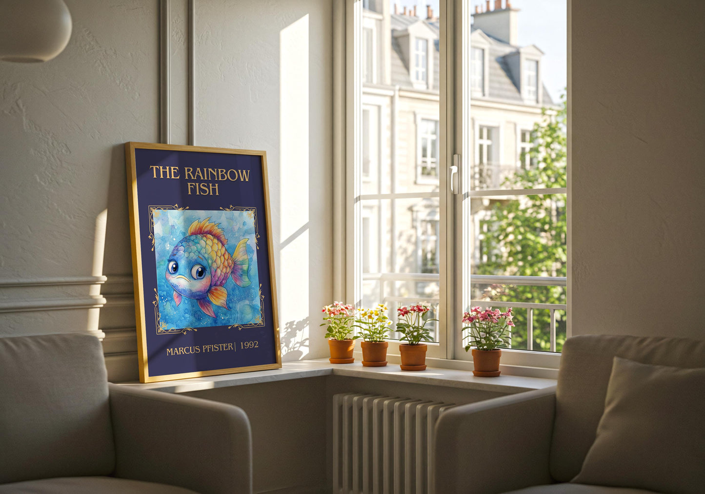The Rainbow Fish by Marcus Pfister High Quality Poster Print. Free Delivery Wall Art. Author and Blurb Book / Novel Minimalist Art.Kids Gift