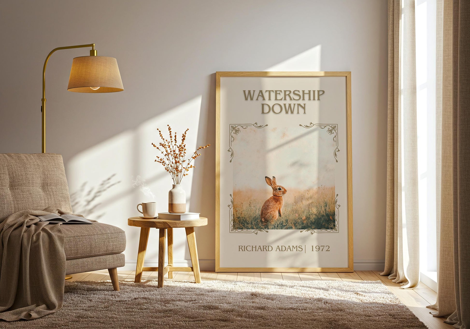 Watership Down by Richard Adams High Quality Poster Print. Free Delivery Wall Art. Author and Blurb Book / Novel Minimalist Art.Kids Gift