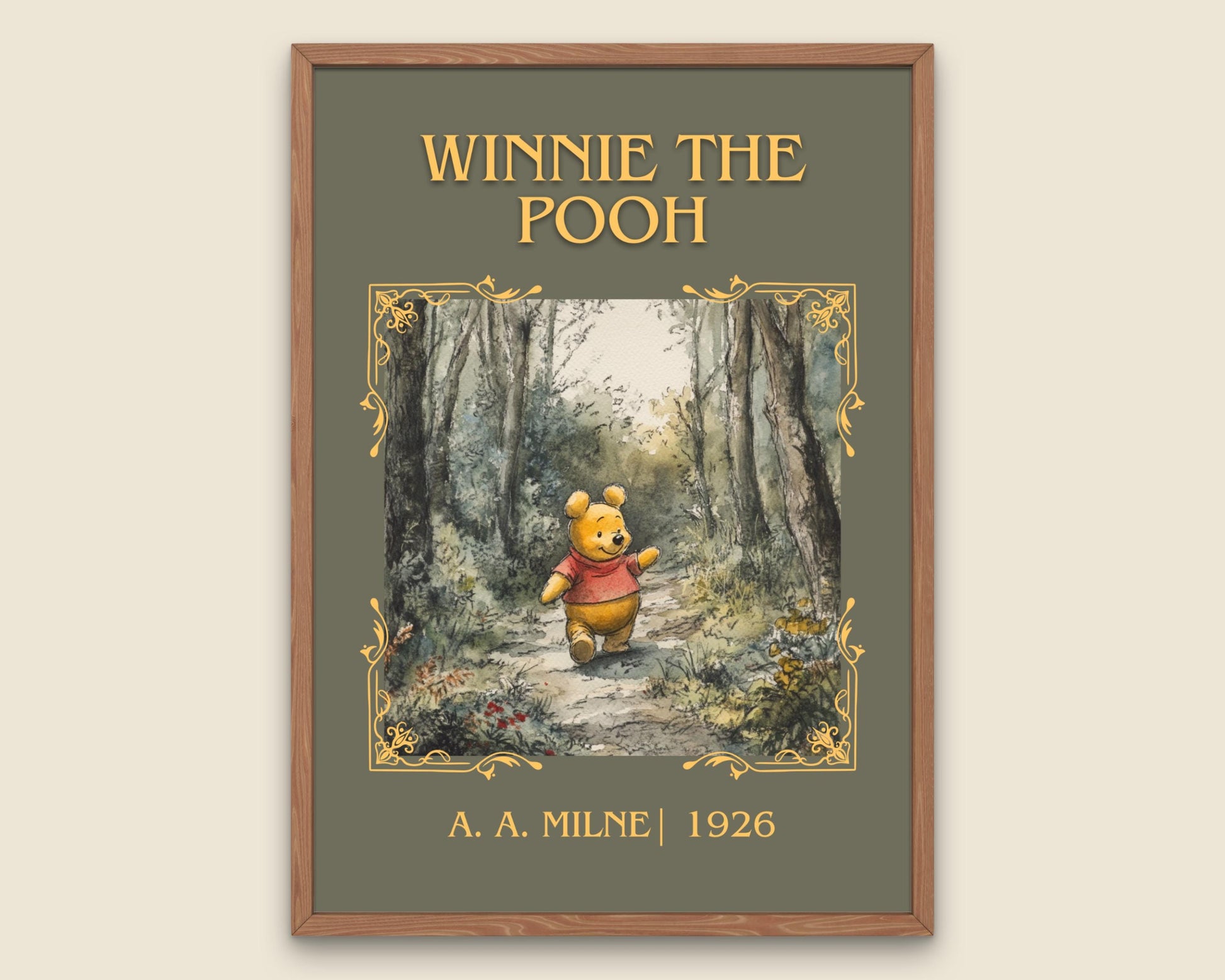 Winnie the Pooh by A.A. Milne High Quality Poster Print. Free Delivery Wall Art. Author and Blurb Book / Novel Minimalist Art.Kids Gift