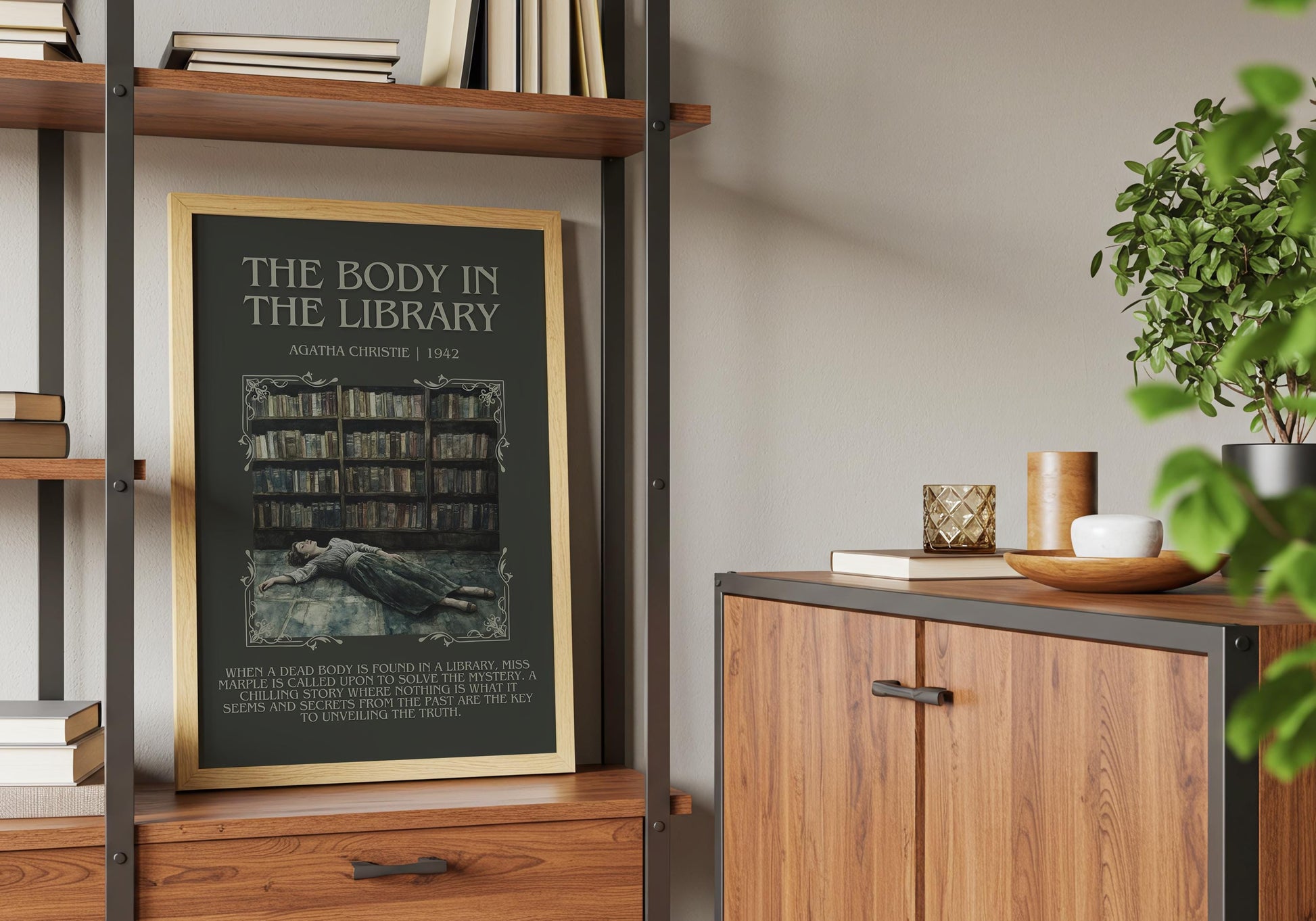 The Body In The Library by Agatha Christie Descriptive, High Quality Poster Print. Free Delivery Wall Art.Author and Blurb Book Artwork