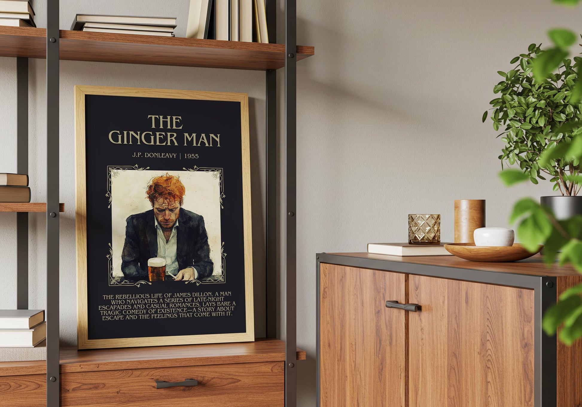 The Ginger Man by J.P. Donleavy Descriptive, High Quality Poster Print. Free Delivery Wall Art.Author and Blurb Book Artwork
