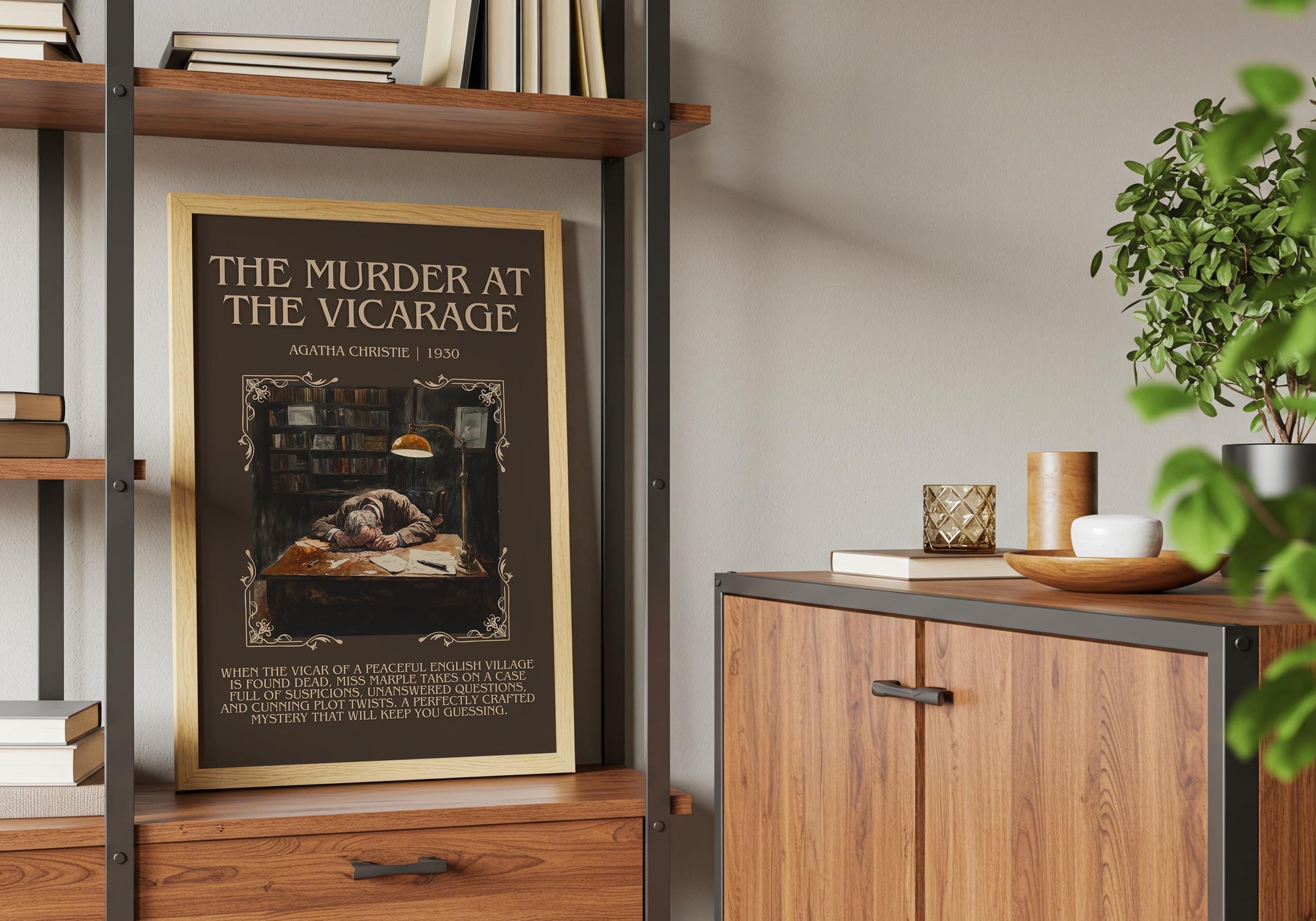 The Murder At The Vicarage by Agatha Christie Descriptive, High Quality Poster Print. Free Delivery Wall Art.Author and Blurb Book Artwork