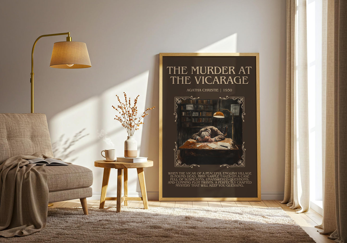 The Murder At The Vicarage by Agatha Christie Descriptive, High Quality Poster Print. Free Delivery Wall Art.Author and Blurb Book Artwork