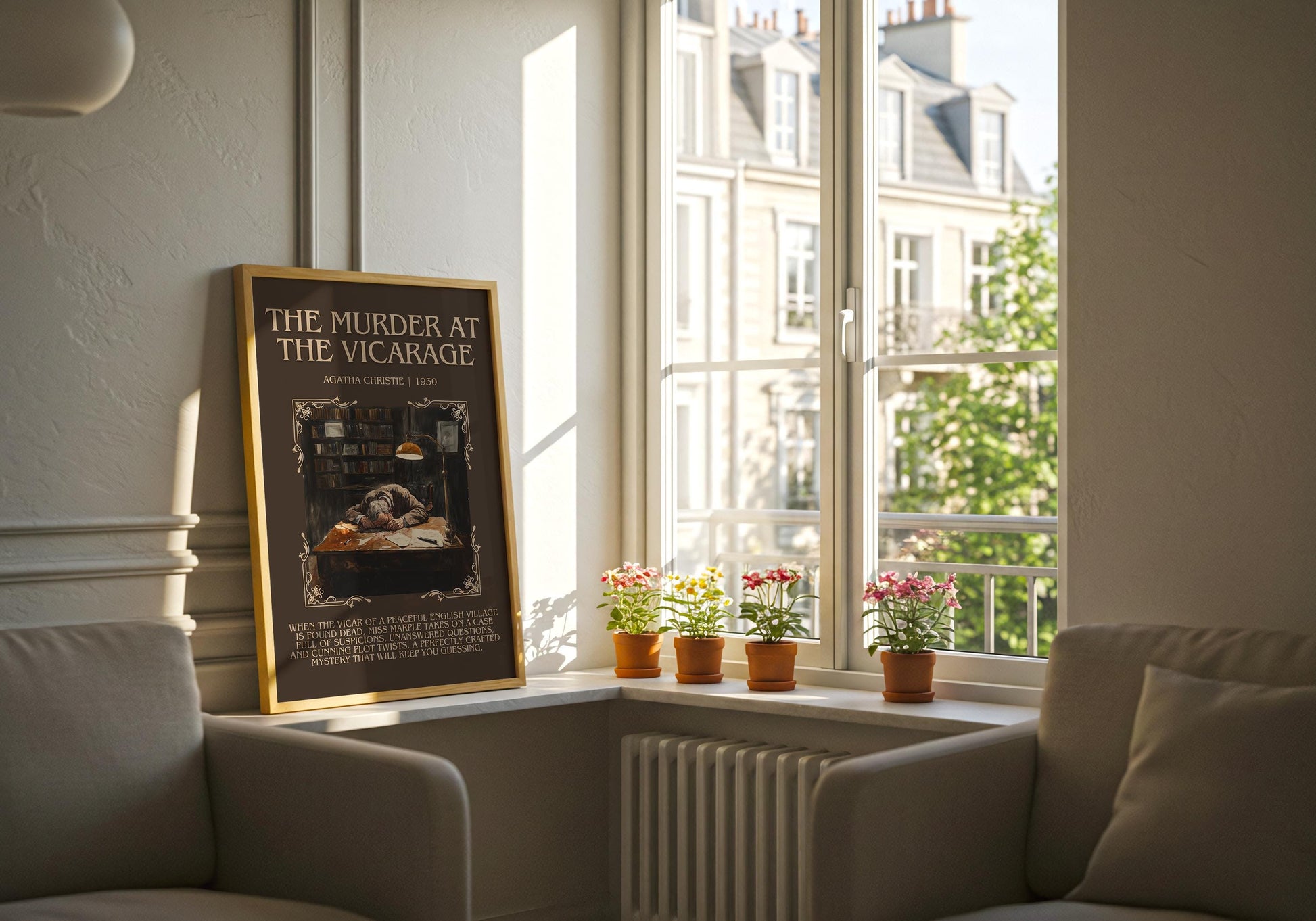 The Murder At The Vicarage by Agatha Christie Descriptive, High Quality Poster Print. Free Delivery Wall Art.Author and Blurb Book Artwork
