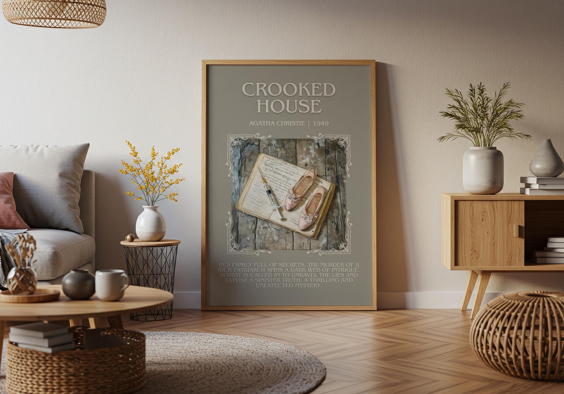 Crooked House by Agatha Christie Descriptive, High Quality Poster Print. Free Delivery Wall Art.Author and Blurb Book Artwork