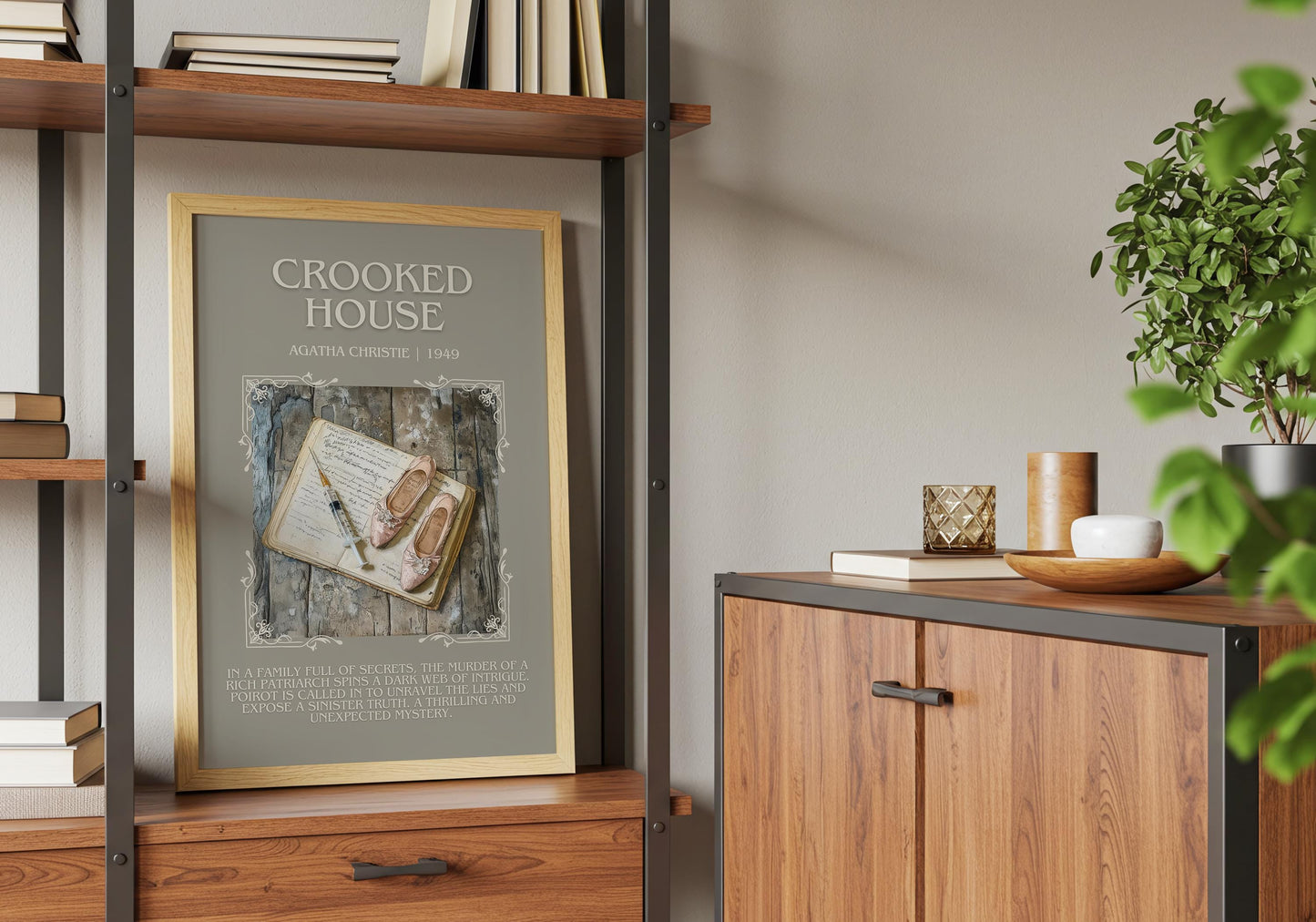 Crooked House by Agatha Christie Descriptive, High Quality Poster Print. Free Delivery Wall Art.Author and Blurb Book Artwork