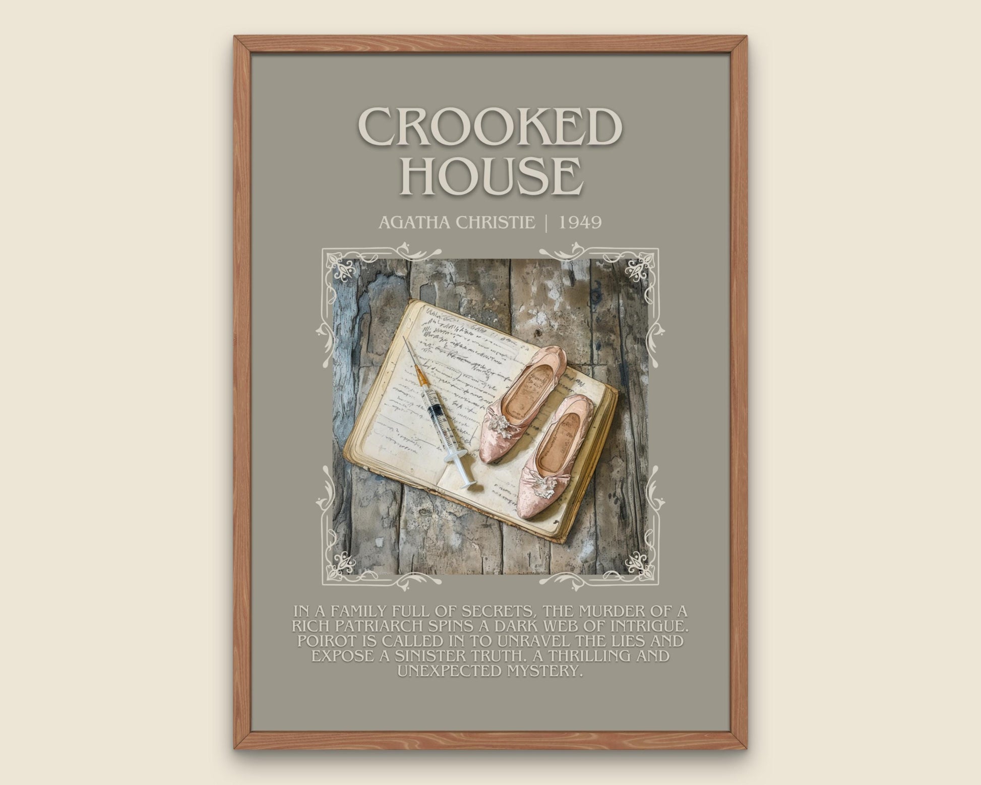 Crooked House by Agatha Christie Descriptive, High Quality Poster Print. Free Delivery Wall Art.Author and Blurb Book Artwork