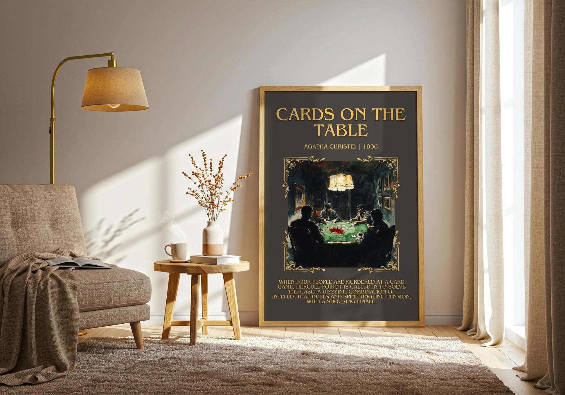 Cards On The Table by Agatha Christie Descriptive, High Quality Poster Print. Free Delivery Wall Art.Author and Blurb Book Artwork
