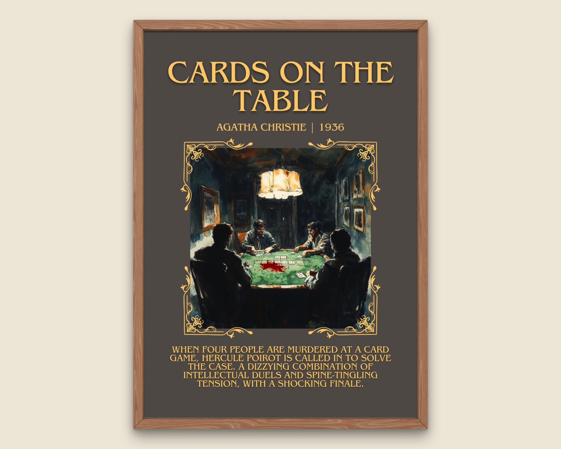 Cards On The Table by Agatha Christie Descriptive, High Quality Poster Print. Free Delivery Wall Art.Author and Blurb Book Artwork