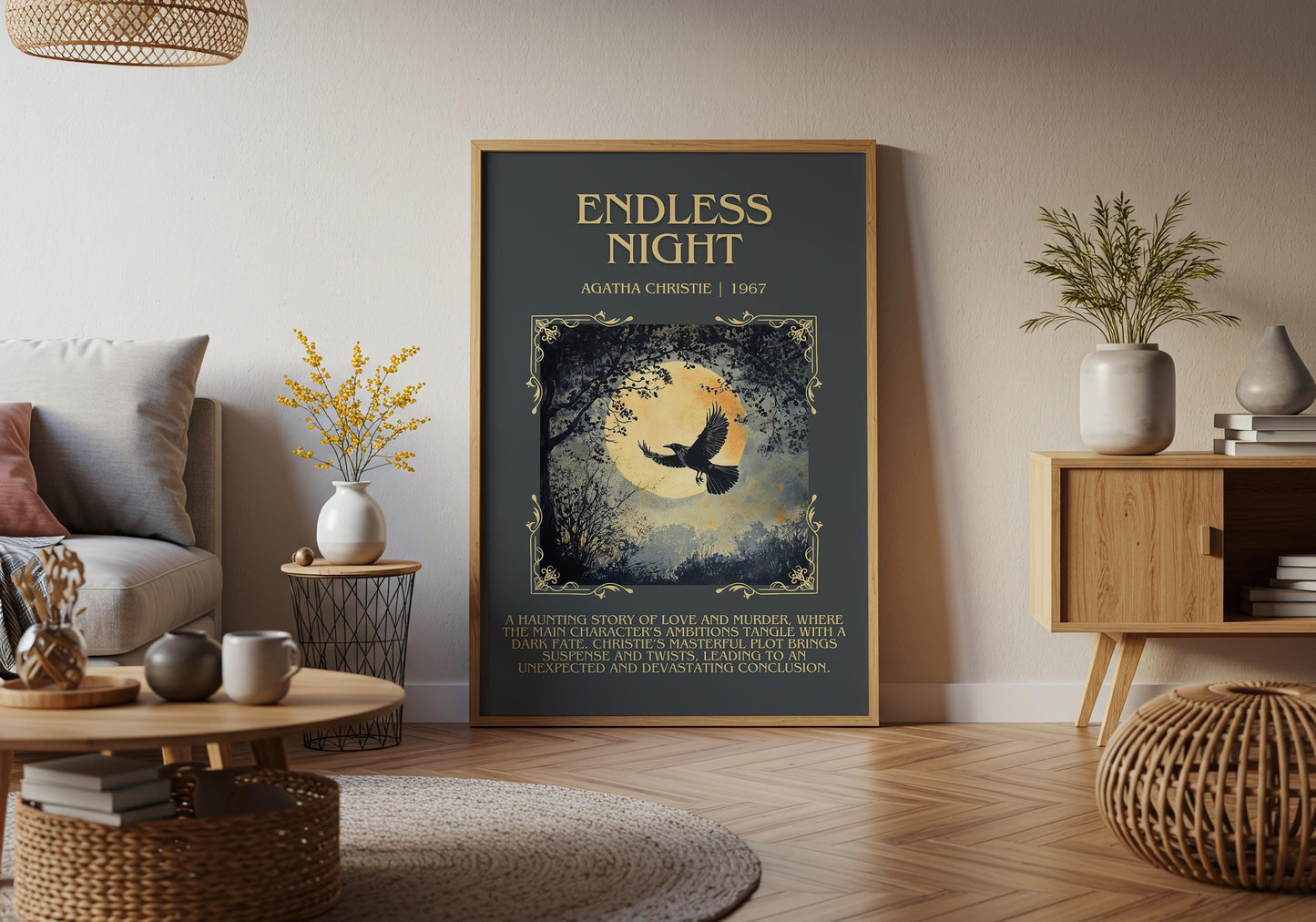 Endless Night by Agatha Christie Descriptive, High Quality Poster Print. Free Delivery Wall Art.Author and Blurb Book Artwork