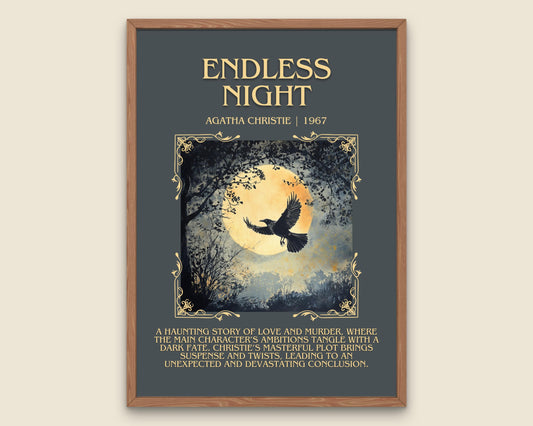 Endless Night by Agatha Christie Descriptive, High Quality Poster Print. Free Delivery Wall Art.Author and Blurb Book Artwork