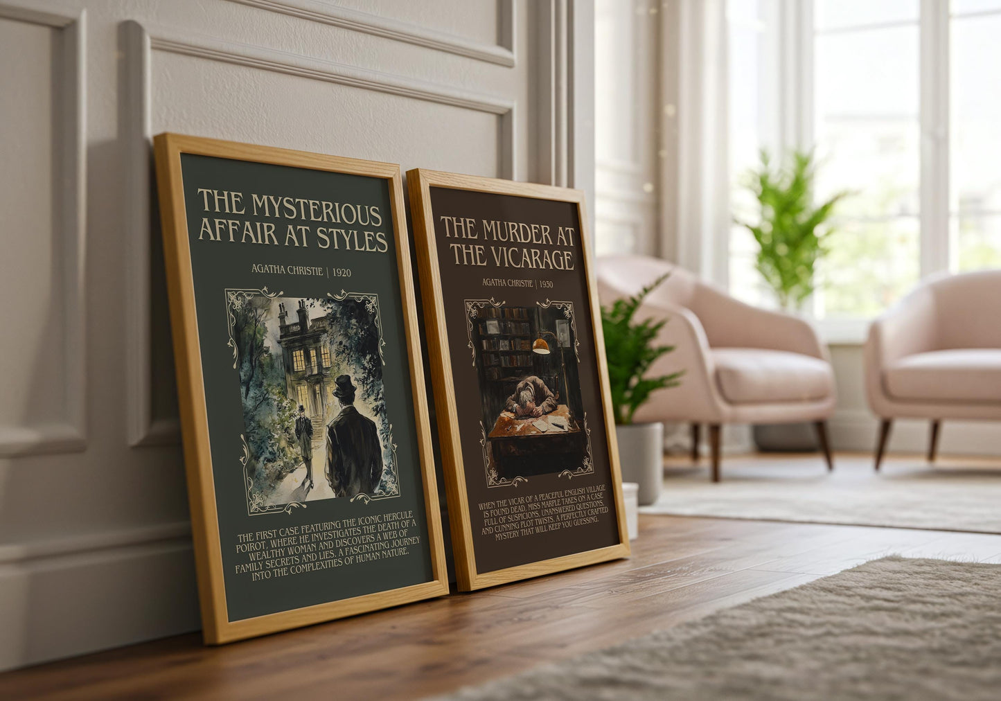 The Mysterious Affair At Styles by Agatha Christie Descriptive, High Quality Poster Print. Free Delivery Wall Art. Author&Blurb Book Artwork