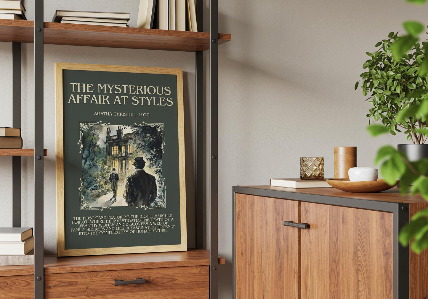 The Mysterious Affair At Styles by Agatha Christie Descriptive, High Quality Poster Print. Free Delivery Wall Art. Author&Blurb Book Artwork