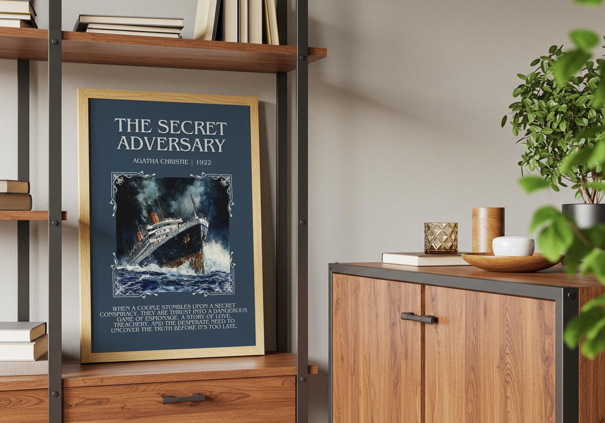 The Secret Adversary by Agatha Christie Descriptive, High Quality Poster Print. Free Delivery Wall Art. Author & Blurb Book Artwork
