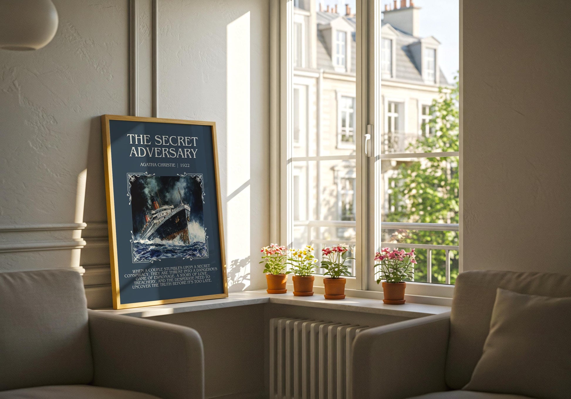 The Secret Adversary by Agatha Christie Descriptive, High Quality Poster Print. Free Delivery Wall Art. Author & Blurb Book Artwork