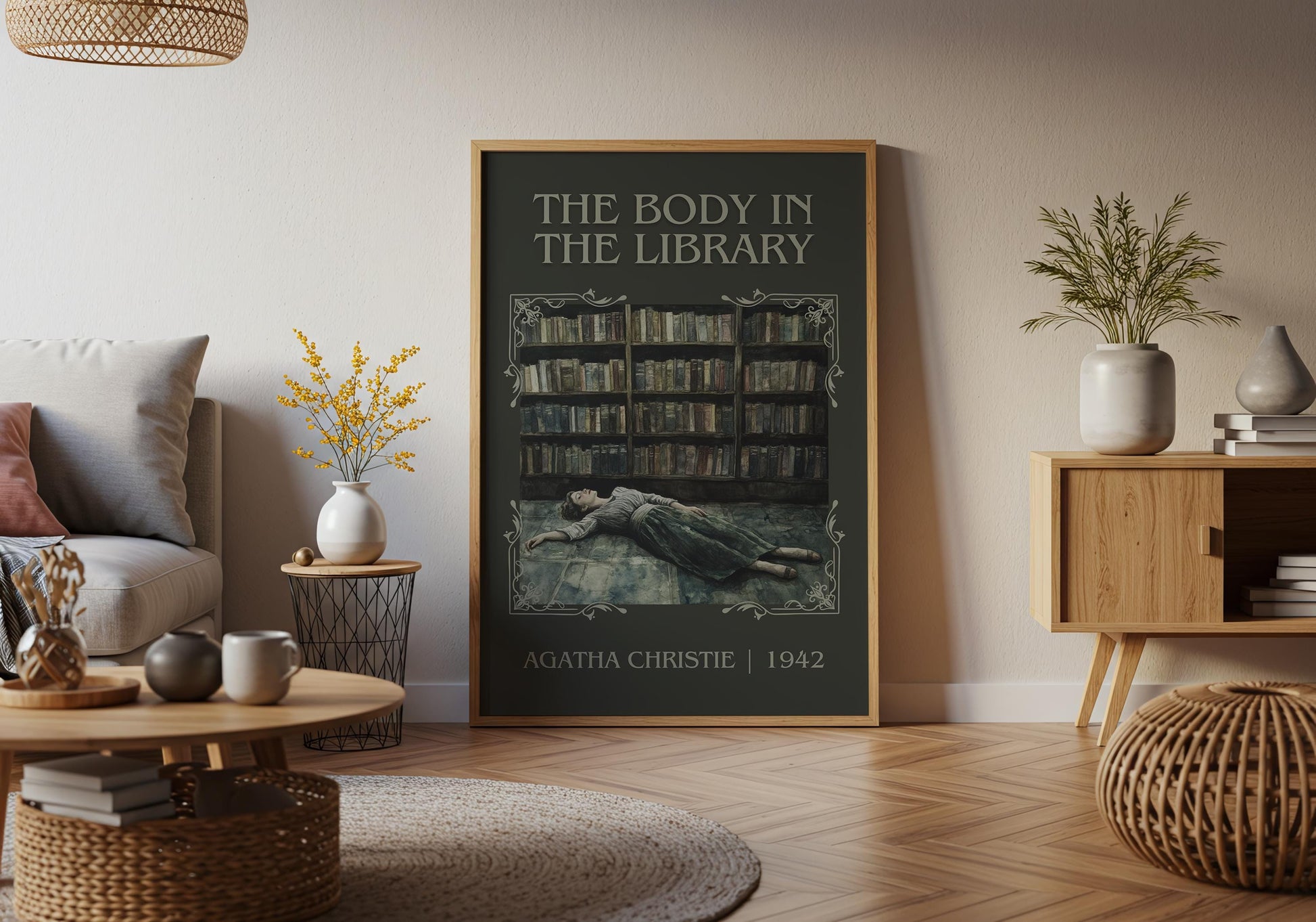 The Body In The Library by Agatha Christie High Quality Poster Print. Free Delivery Wall Art. Author & Blurb Book/Novel Minimalist Art.