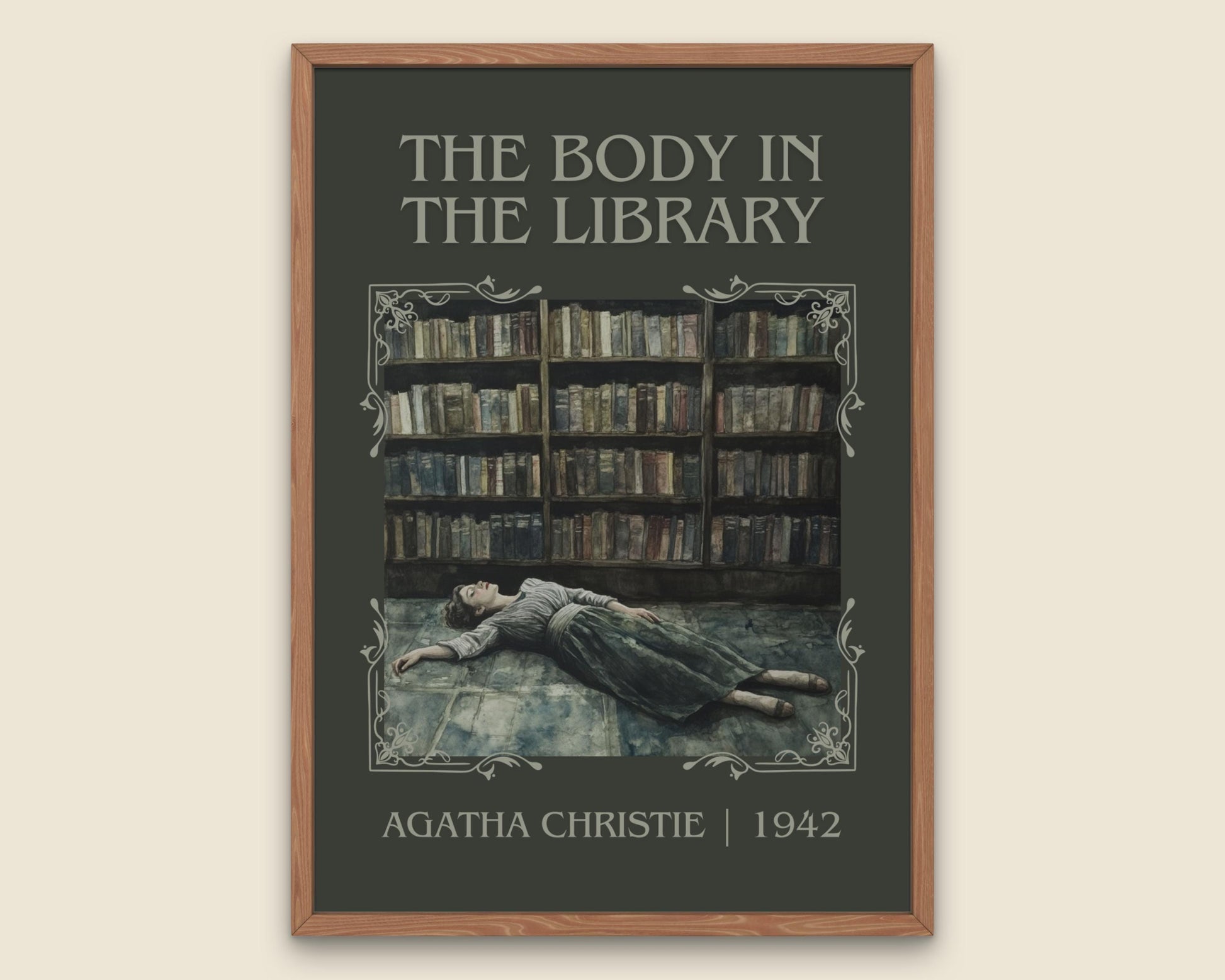 The Body In The Library by Agatha Christie High Quality Poster Print. Free Delivery Wall Art. Author & Blurb Book/Novel Minimalist Art.