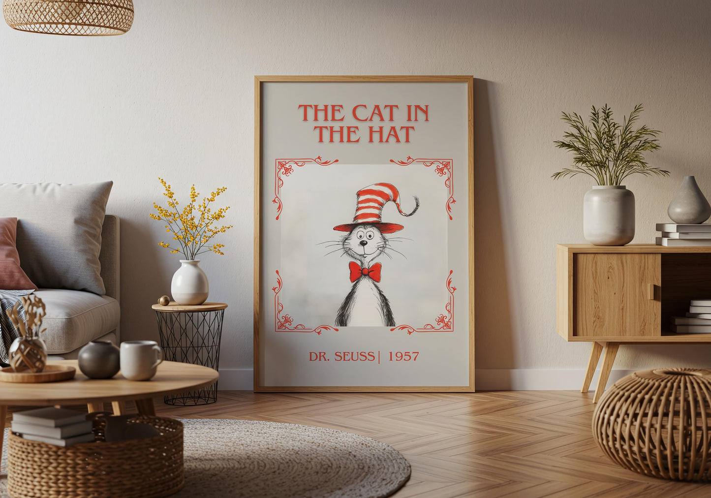The Cat In The Hat by Dr. Seuss High Quality Poster Print. Free Delivery Wall Art. Author & Blurb Book/Novel Minimalist Art.