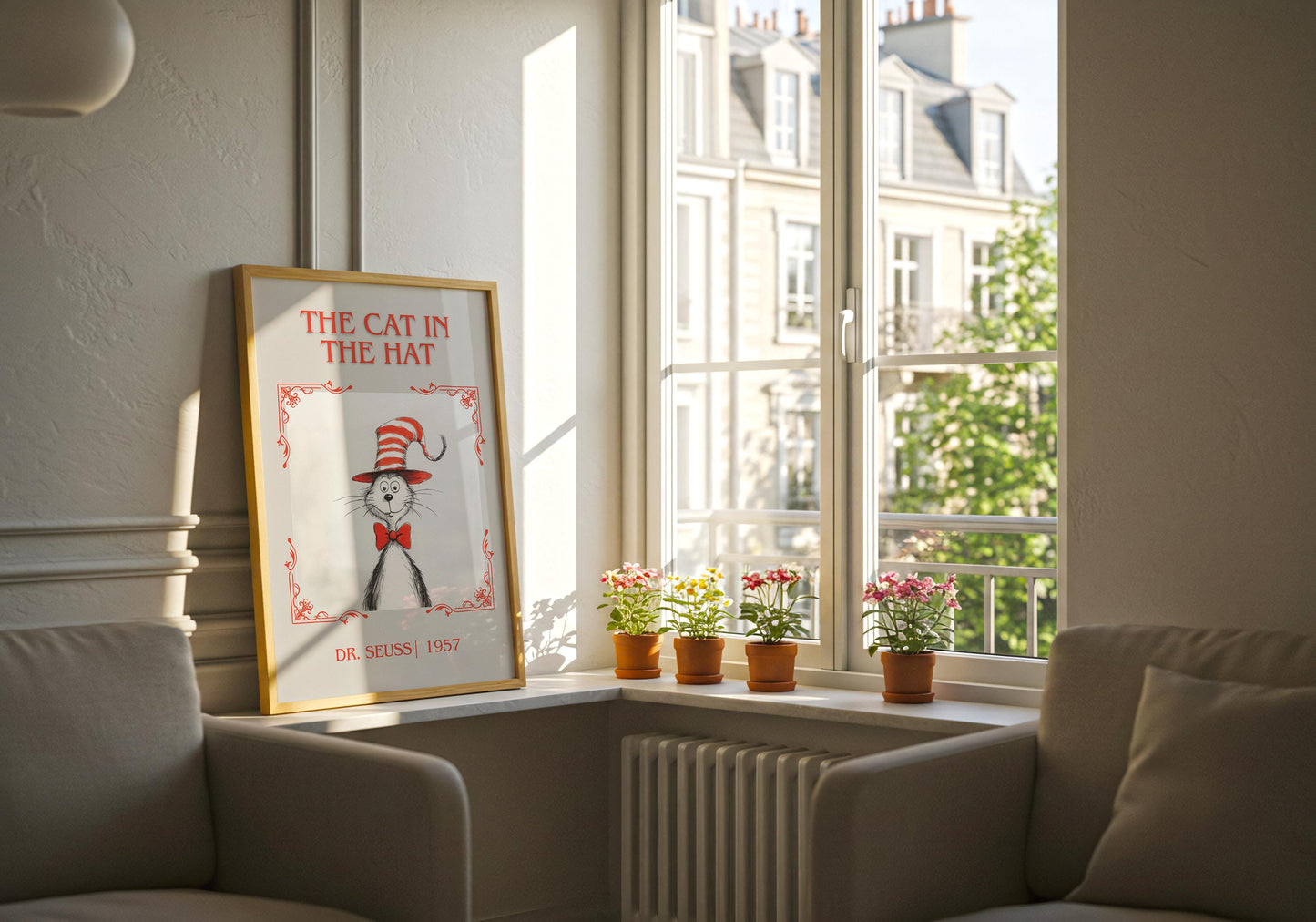 The Cat In The Hat by Dr. Seuss High Quality Poster Print. Free Delivery Wall Art. Author & Blurb Book/Novel Minimalist Art.