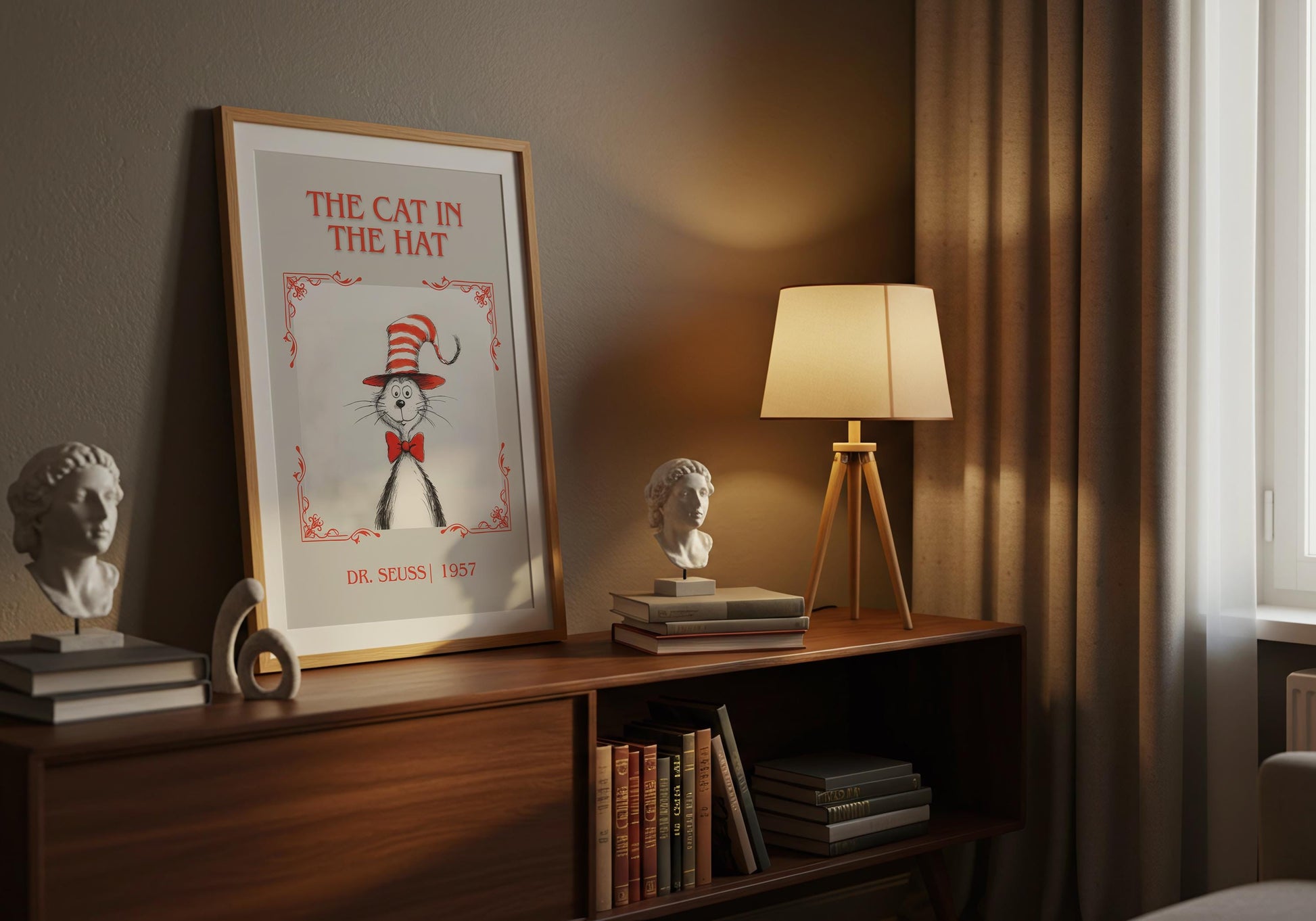 The Cat In The Hat by Dr. Seuss High Quality Poster Print. Free Delivery Wall Art. Author & Blurb Book/Novel Minimalist Art.