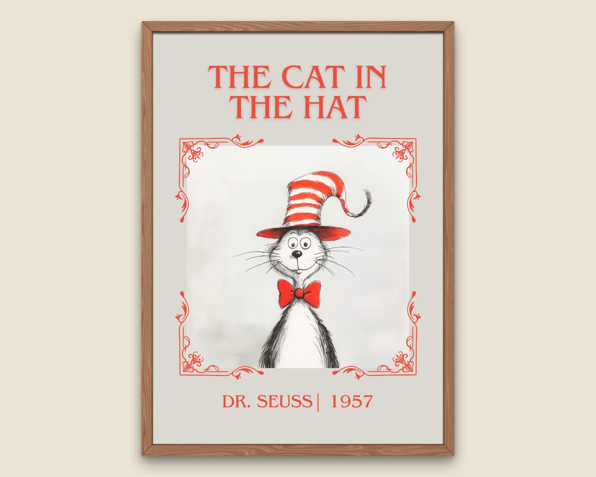 The Cat In The Hat by Dr. Seuss High Quality Poster Print. Free Delivery Wall Art. Author & Blurb Book/Novel Minimalist Art.