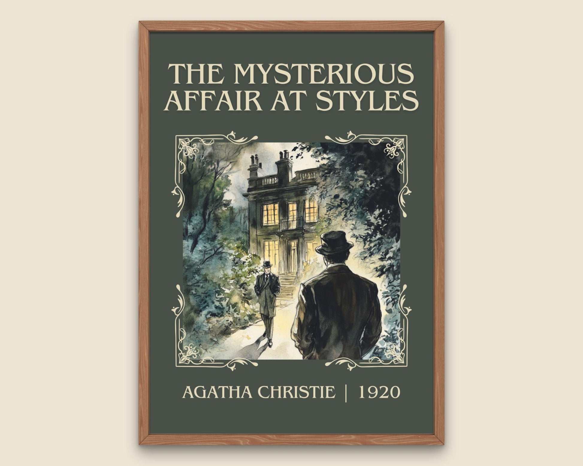 The Mysterious Affair At Styles by Agatha Christie High Quality Poster Print. Free Delivery Wall Art. Author&Blurb Book/Novel Minimalist Art