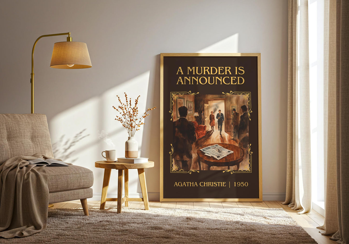 A Murder Is Announced by Agatha Christie High Quality Poster Print. Free Delivery Wall Art. Author & Blurb Book/Novel Minimalist Art Gift