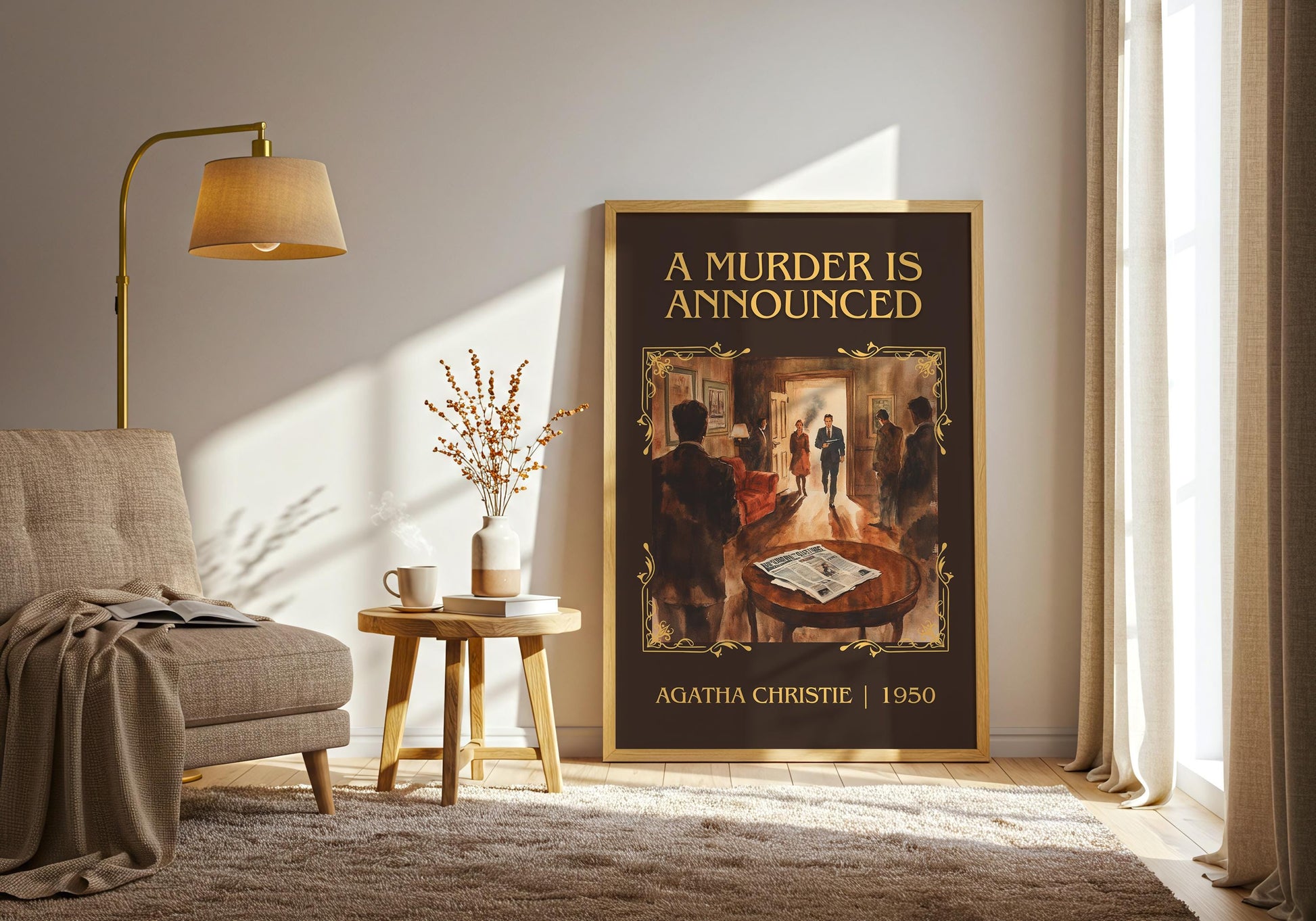 A Murder Is Announced by Agatha Christie High Quality Poster Print. Free Delivery Wall Art. Author & Blurb Book/Novel Minimalist Art Gift