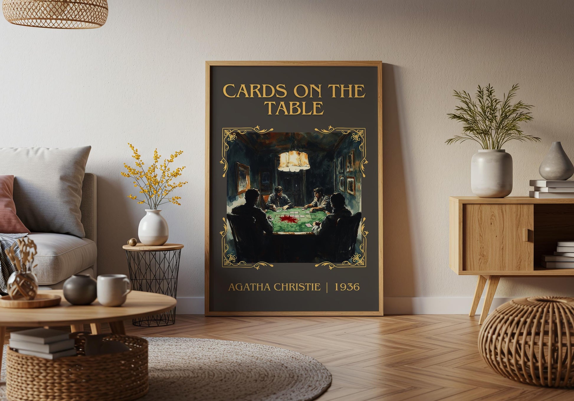 Cards On The Table by Agatha Christie High Quality Poster Print. Free Delivery Wall Art. Author & Blurb Book/Novel Minimalist Art Gift