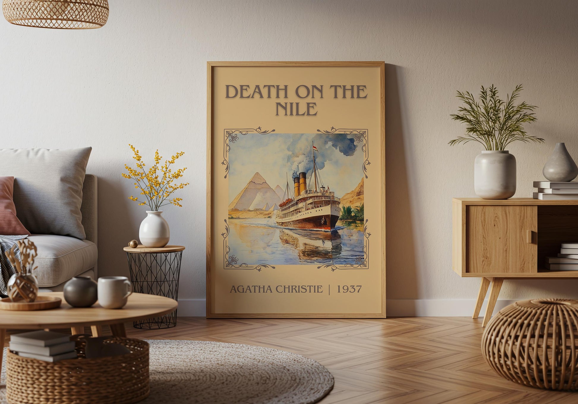 Death On The Nile by Agatha Christie High Quality Poster Print. Free Delivery Wall Art. Author & Blurb Book/Novel Minimalist Art Gift