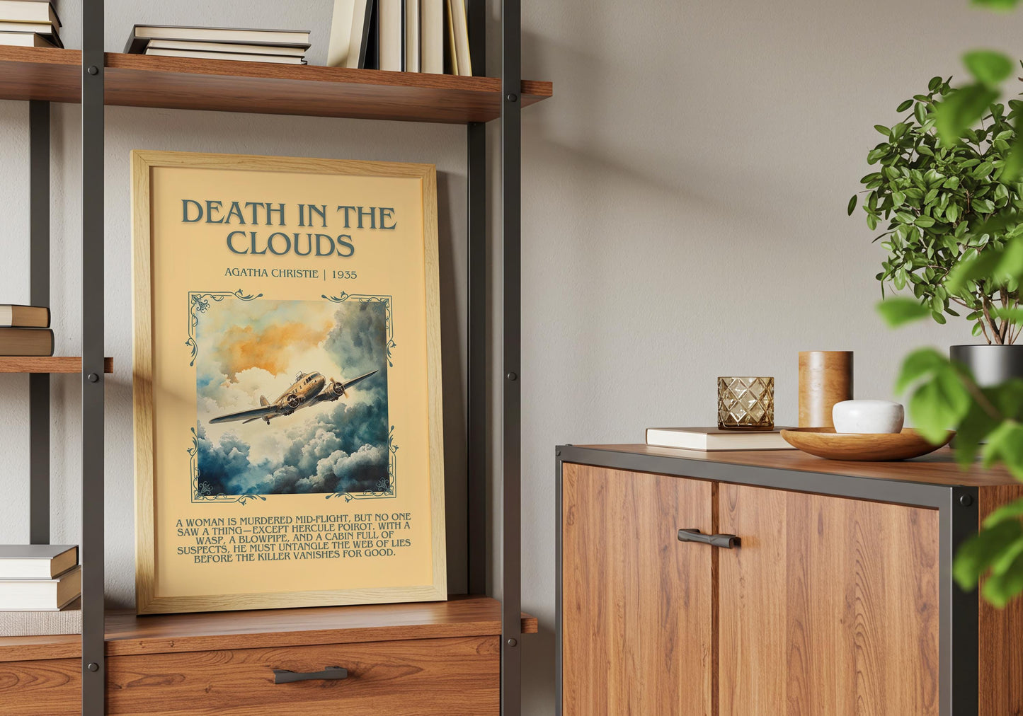 Death In The Clouds by Agatha Christie Descriptive, High Quality Poster Print. Free Delivery Wall Art.Author & Blurb Book Artwork. Book Gift