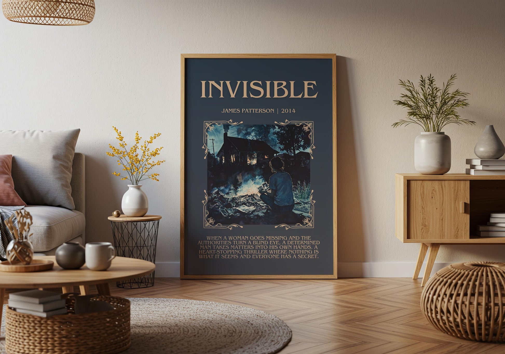 Invisible by James Patterson Descriptive, High Quality Poster Print. Free Delivery Wall Art.Author & Blurb Book Artwork.Book Summary Gift